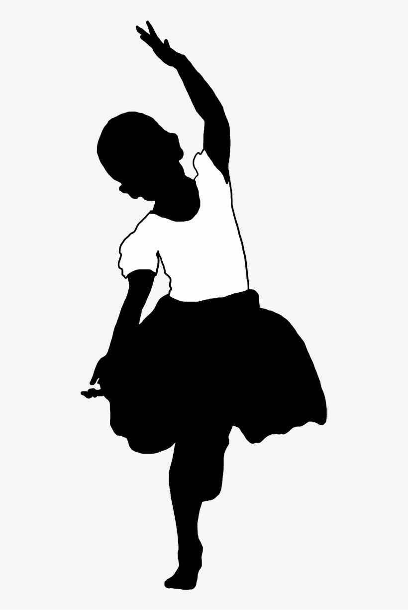 Black White Silhouette Of Girl Dancing Ballet - Clip Art, transparent png download