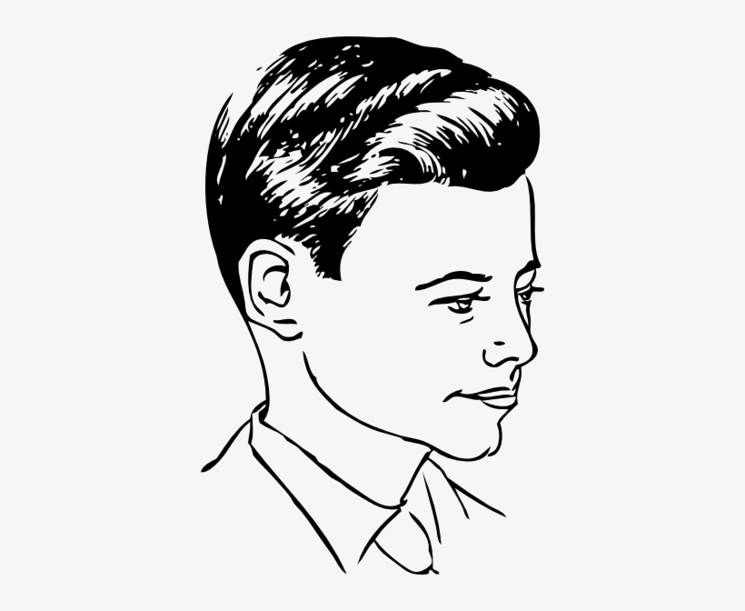 Medium Haircut With Side Part Clip Art At Clker - Gents Face Clip Art, transparent png download