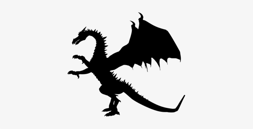 Animal Beast Creature Dragon Drake Fiction - Dragon Silhouette, transparent png download