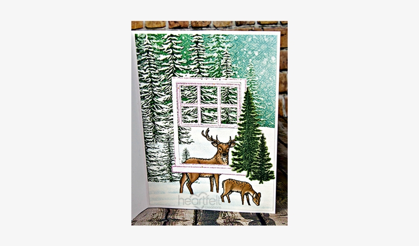 White Card Stock, Versamark, Vintage Pink Embossing - Reindeer, transparent png download