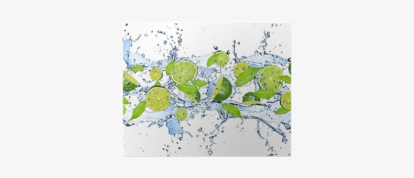 Fresh Limes In Water Splash,isolated On White Background - Harmony+tea+products Best Infusion Water Bottle - Premium, transparent png download
