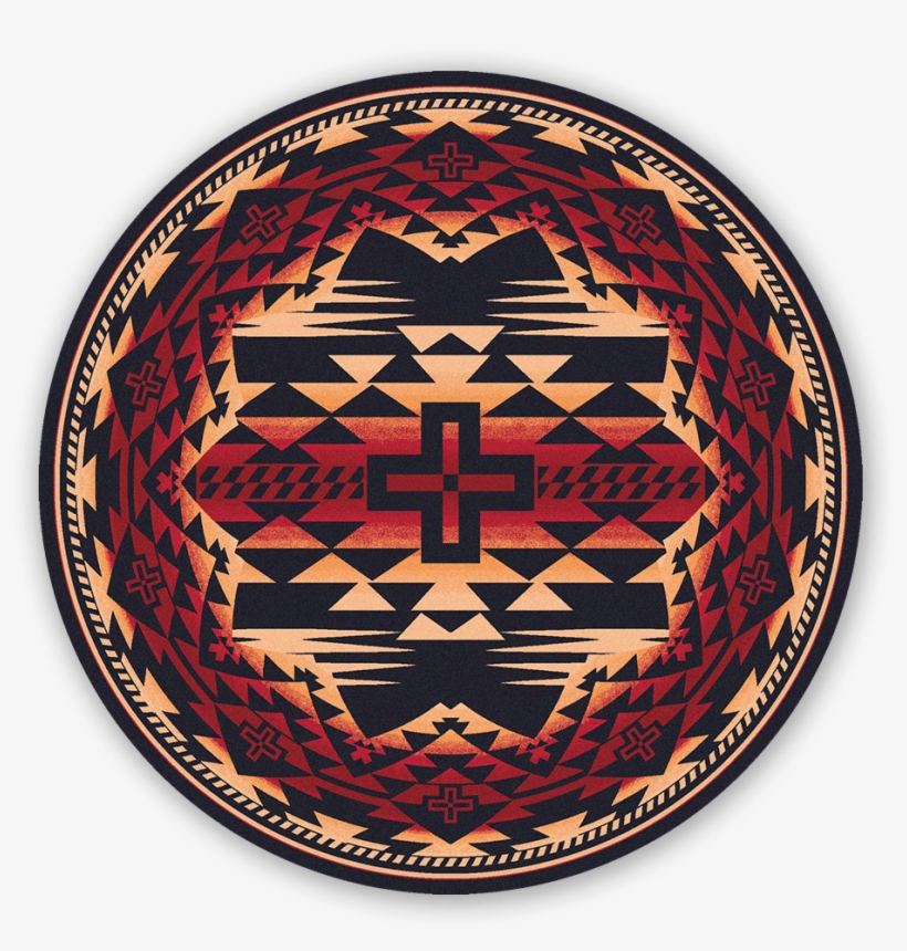Rustic Cross Burnt Red 8ft Round Rug - American Dakota Rustic Cross 8ft Round Area Rug In, transparent png download