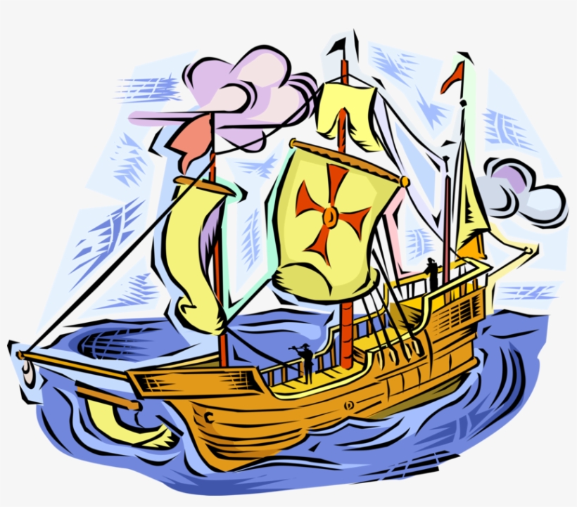 Vector Illustration Of Tall Ship Traditionally-rigged, transparent png download