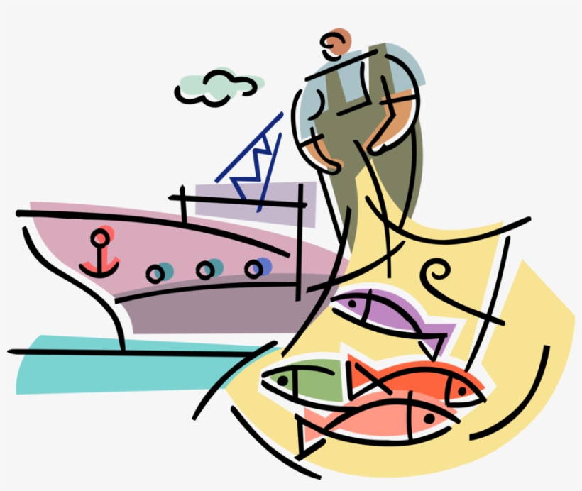 Vector Illustration Of Commercial Fishing Industry, transparent png download
