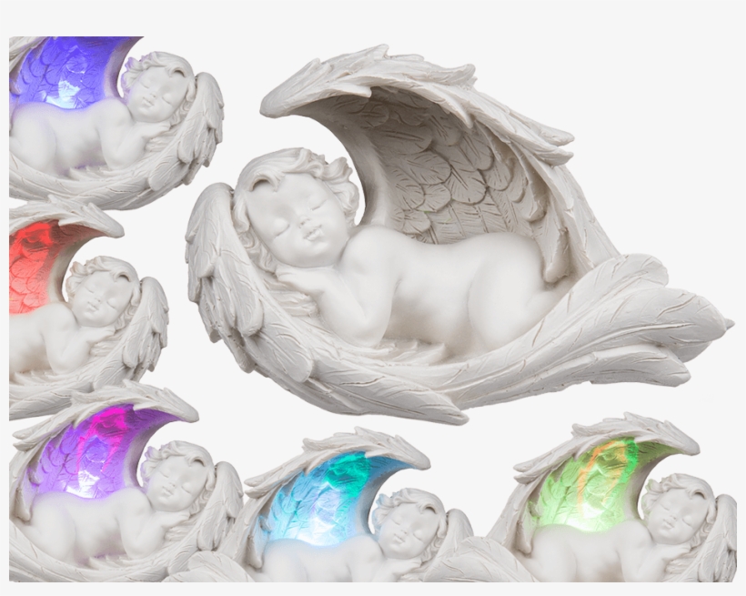 Sleeping Polyresin Angel In Wings With Colour Changing - Light-emitting Diode, transparent png download