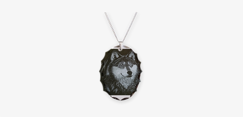 Lone Wolf Necklace - 1 Necklace Oval Charm, transparent png download