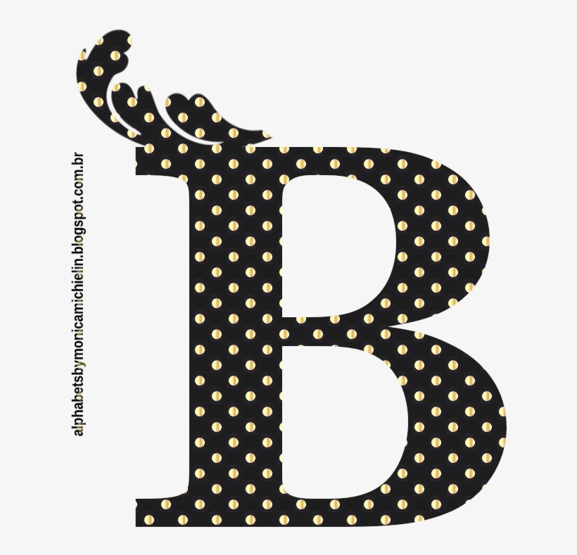 Alfabeto Monograma Bolinhas Douradas Com Fundo Preto - F Png Preto, transparent png download