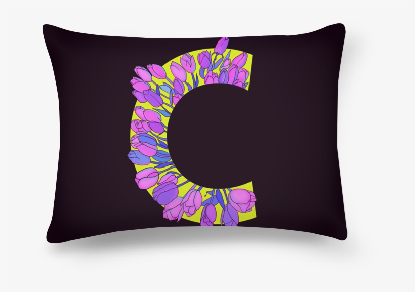 Almofada Retangular Monograma Floral C De Eveline Pezzinina - Blue, transparent png download