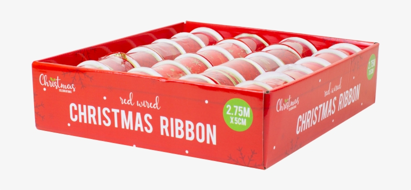 Red Christmas Wired Ribbon 5cm X - Box, transparent png download