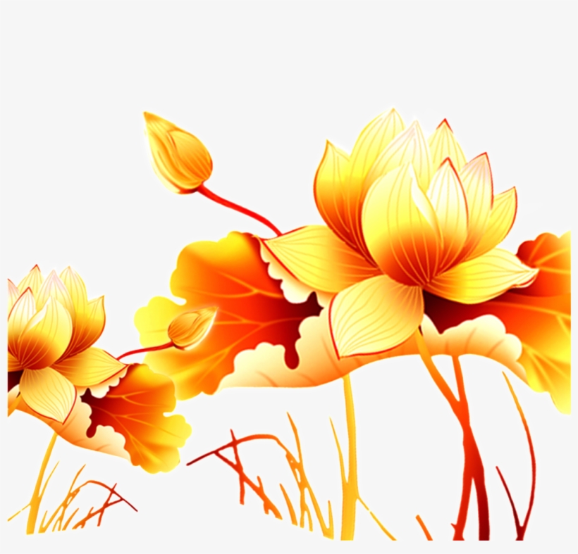 Golden Flower Enamel Decorative Element - 新年 图片, transparent png download