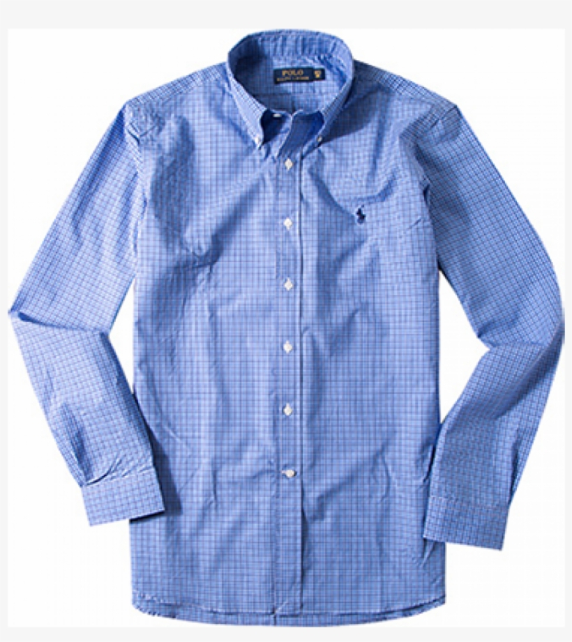 Ralph Lauren Long Sleeve Check Shirt In Blue~ - Shirt, transparent png download