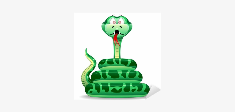 Serpente Cartoon Green Snake Cartoon 2 Vector Sticker - Serpiente Verde Dibujo, transparent png download