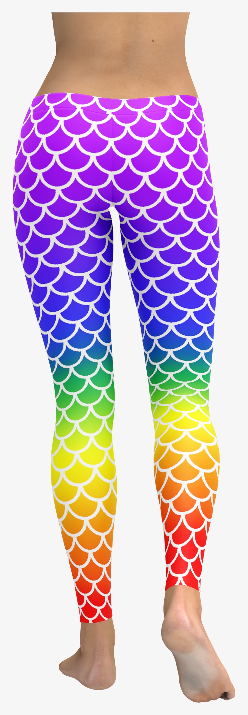 Mermaid Leggings, Rainbow Pattern Yoga Pants, Stretchy - Trousers, transparent png download