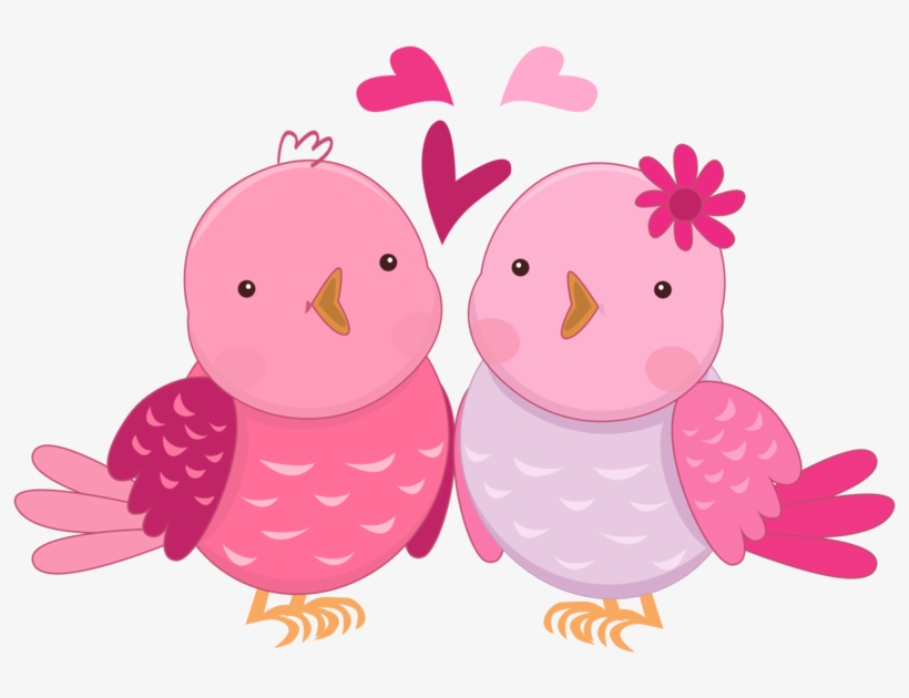 Pink In Love Birds Clipart - Pajaritos Lindos Enamorados, transparent png download