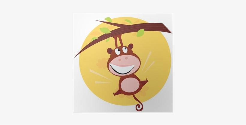 Brown Cute Monkey Hanging From Tree - Partypapiergruß Mit Lustigem Affen Karte, transparent png download