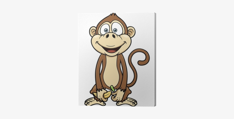 Vector Illustration Of Cartoon Monkey With Banana Canvas - Monkey With Banana Cartoon, transparent png download