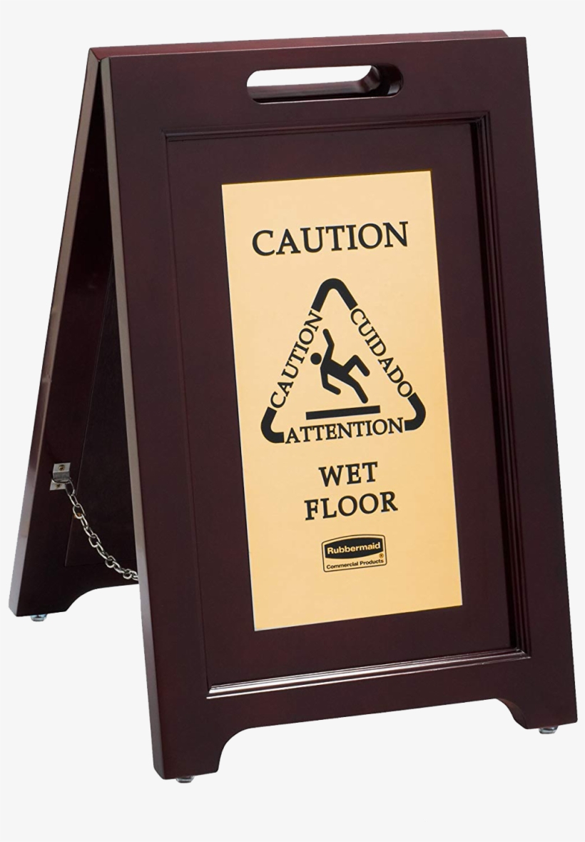 Floor Sign 36″ Wet Rubbermaid - Wooden Wet Floor Sign, transparent png download