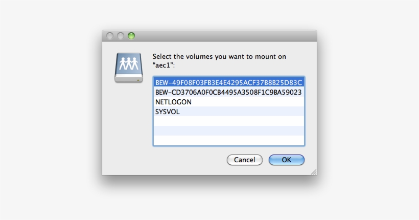 Select The Volumes You Want To Mount - Mac, transparent png download