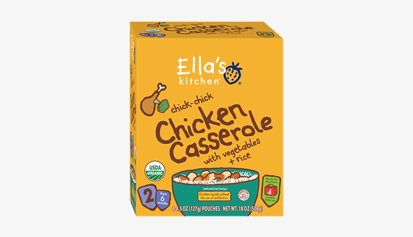 Four Pack Of Chick-chick Chicken Casserole With Vegetables - Ella's Kitchen Chicken Casserole - 4.5oz (4 Pk), transparent png download