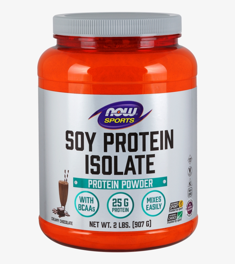 Soy Protein Isolate, Creamy Chocolate Powder Now Sports Whey Protein Isolate PNG Image