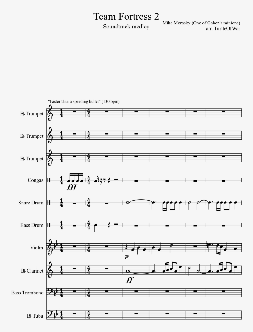 Team Fortress 2 Sheet Music Composed By Mike Morasky - Want You Back Jackson 5 Score, transparent png download