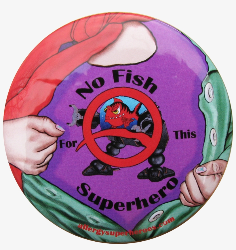 Fish Allergy Superhero Girl Button - Badge, transparent png download