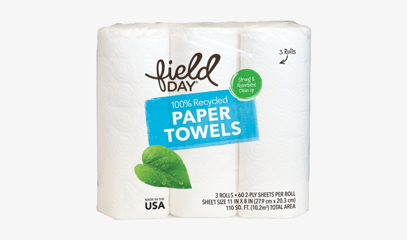 100% Recycled Paper Towels, 3ct - Paper Towel Sheet Size, transparent png download