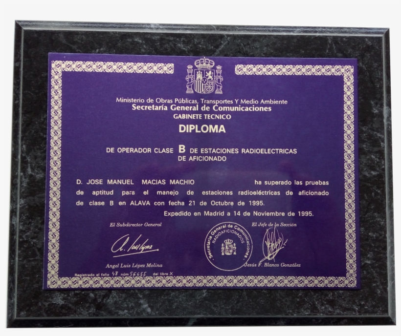 Diploma Operador B Placa Mármol - Marble, transparent png download