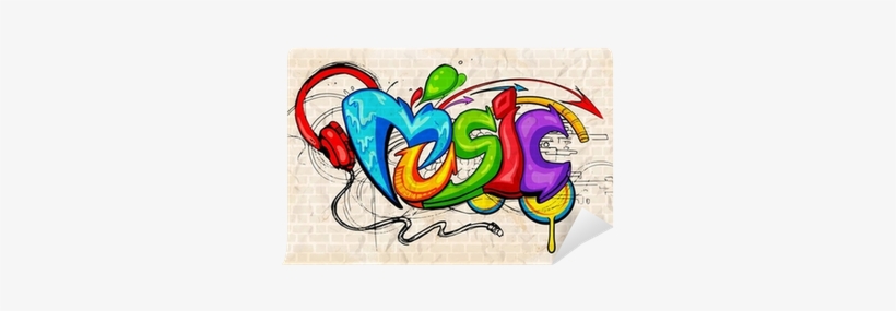 Graffiti Style Music Background Wall Mural • Pixers® - Word Music In Graffiti, transparent png download