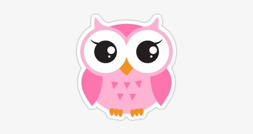 Cute, Pink Baby Owl Sticker" Stickers By Mheadesign - Dibujos De Buhos A Color, transparent png download