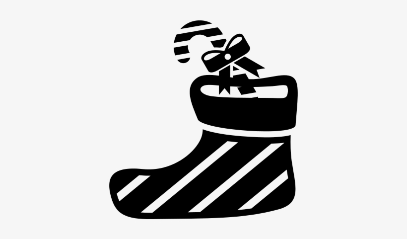 Christmas Socks With Candy Cane And Ribbon Vector - Sock, transparent png download