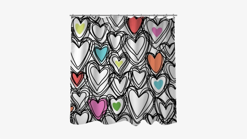 Seamless Pattern With Doodle Hearts Shower Curtain - Cute Simple Pattern Backgrounds, transparent png download
