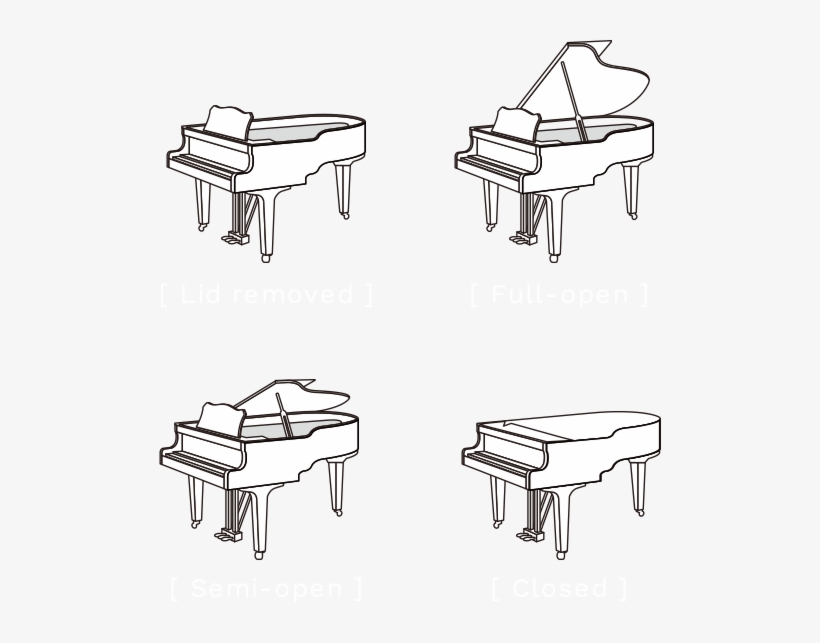 The 4 Stages Of A Grand Piano's Lid Opening And Closing - Player Piano, transparent png download