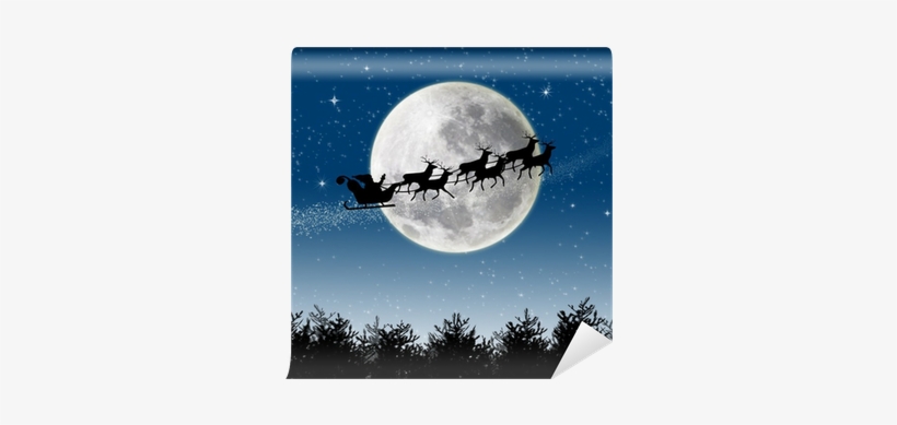 Santa Sleigh Background With Moon, transparent png download