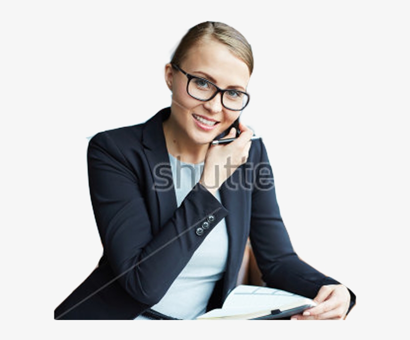 Stock Photo Smiling Businesswoman In Eyeglasses Talking - Royalty-free, transparent png download