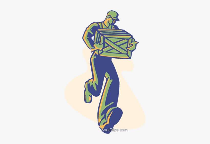 Man Carrying Crate Royalty Free Vector Clip Art Illustration - Homem Carregando Caixa Png, transparent png download