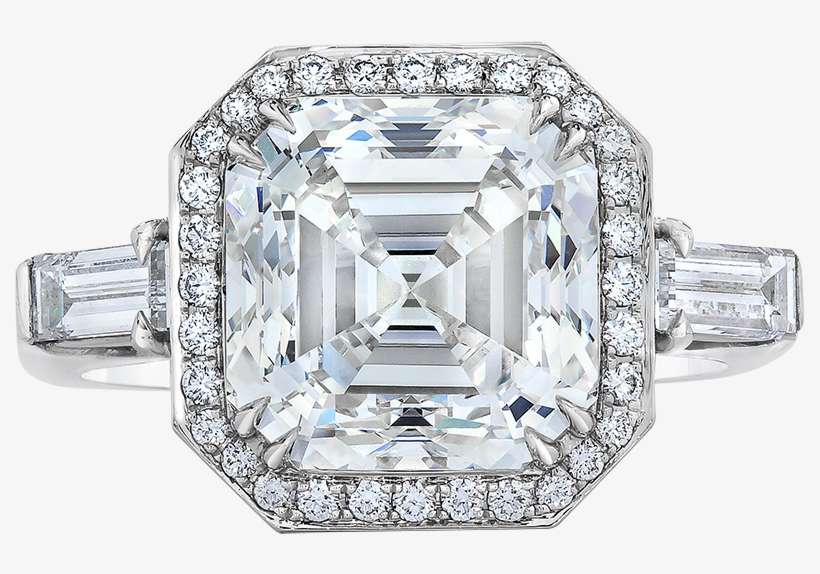 Asscher Cut Hex Ring Front - Diamond, transparent png download