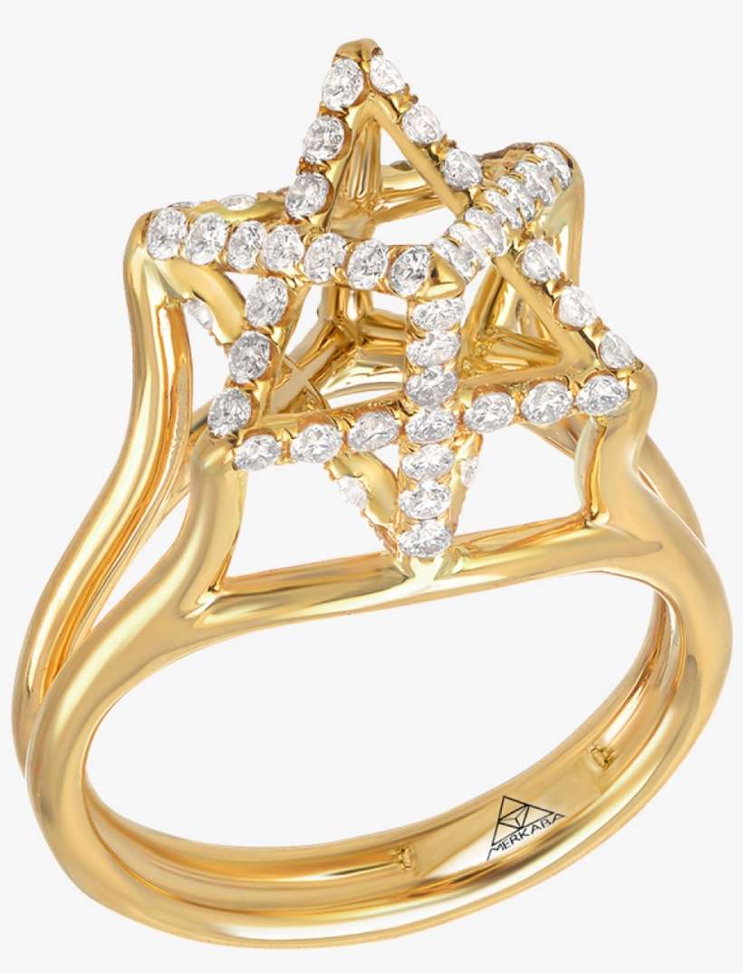 Merkaba Light Yellow Gold Ring With Diamonds, transparent png download