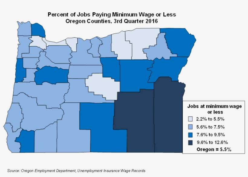 Six Counties Had A Share Of Minimum Wage Jobs Lower - Map, transparent png download