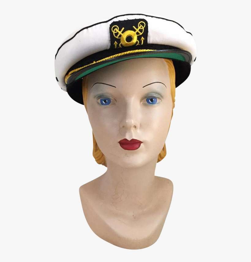 Vintage White Captain's Hat - Hat, transparent png download