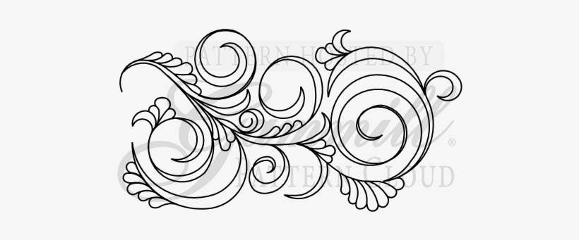 Lt 2237 Swirl And Feathers Border - Line Art, transparent png download