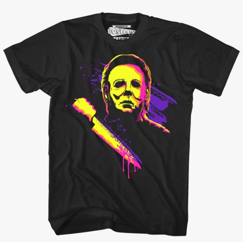 Neon Michael Myers Halloween T-shirt - Halloween Movie Michael Myers T Shirt, transparent png download