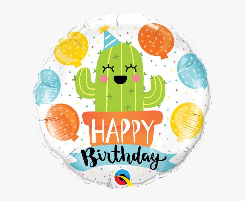 Includes One Large 18" Round Foil Balloon - Happy Birthday Cactus, transparent png download