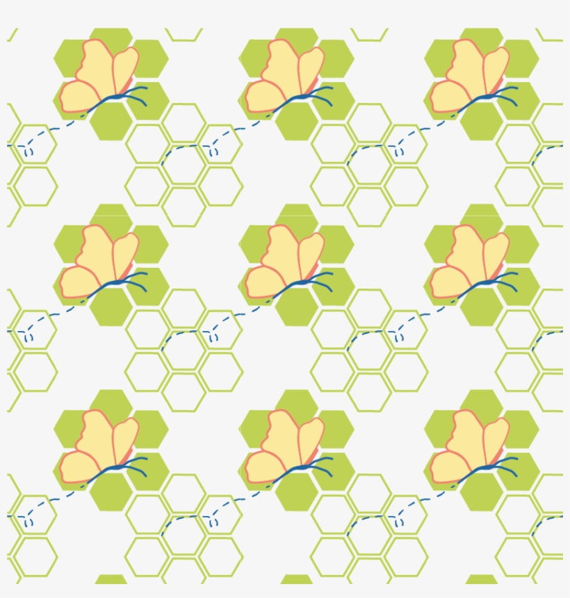 Sunshine Yellow Butterfly With Apple Green Hexagon - Circle, transparent png download