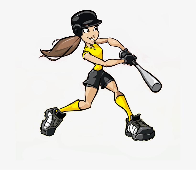 Girl - Girl Softball Player Cartoon, transparent png download
