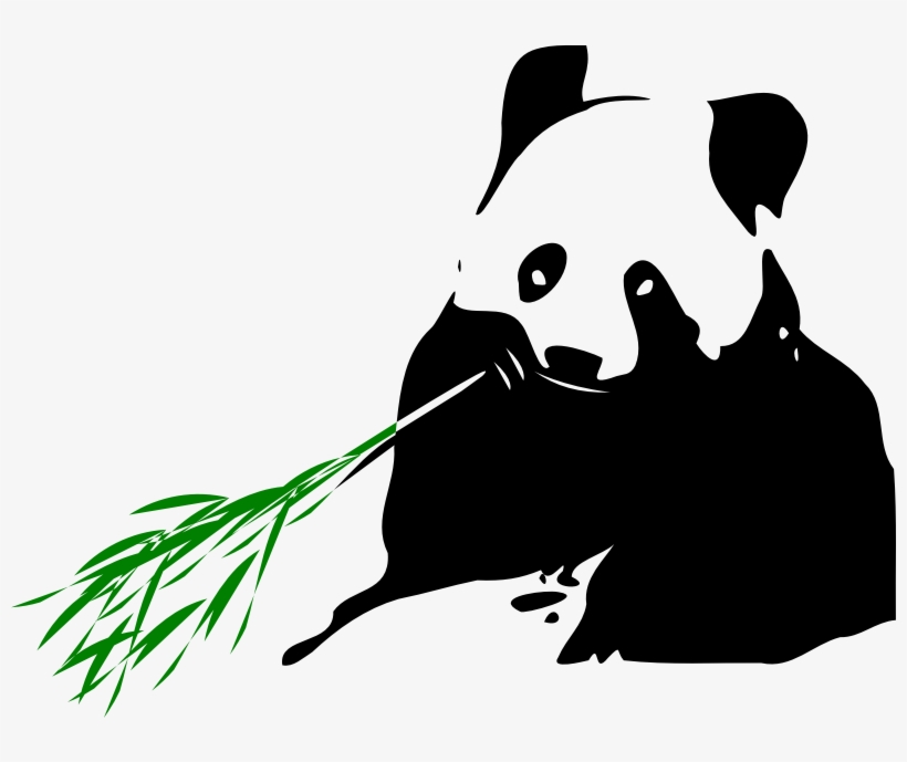 Bear By Przemyslaw Panda Silhouette Holding A Bamboo - Japan Panda Eating Bamboo, transparent png download