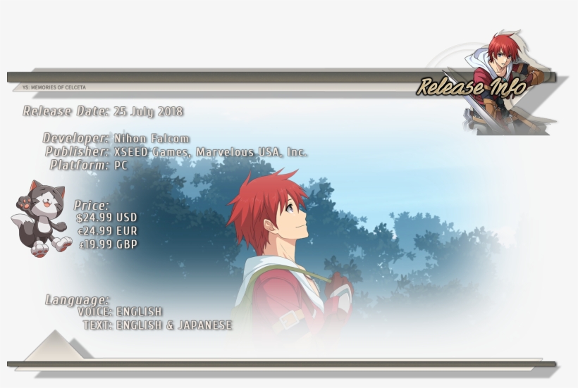 [ Img] - Ys: Memories Of Celceta, transparent png download