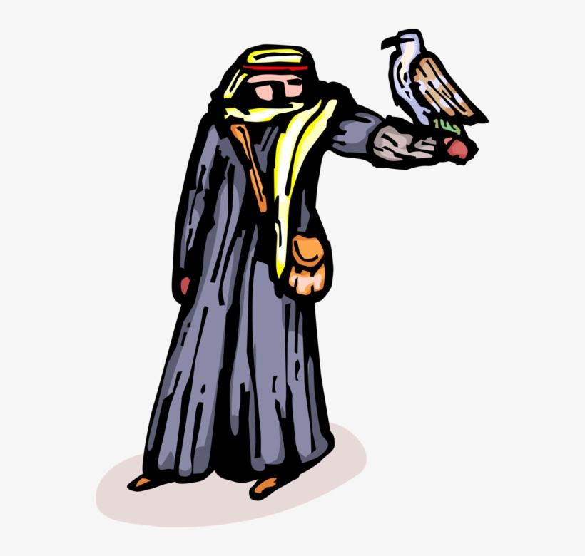 Vector Illustration Of Middle Eastern Arabian Man With - Arabian Falcon Clipart, transparent png download