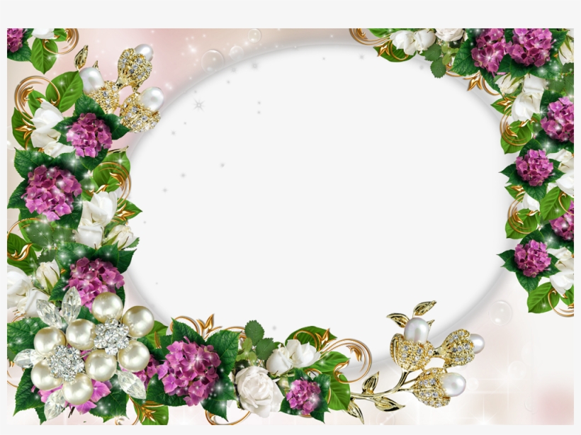 Marco De Fotos Floreados - Purple, transparent png download