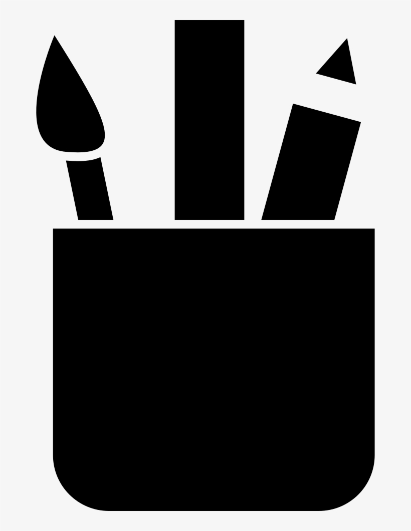 Cup With Brush Ruler And Pencil - Tool, transparent png download